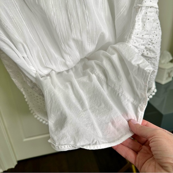 Boho Eyelet 100% Cotton Girls Maxi Dress 6/6X Adjustable Spaghetti Straps Lined - Picture 5 of 9